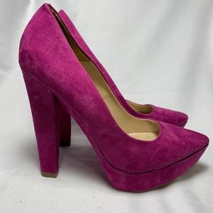 Zara Raspberry Suede Platform Heel